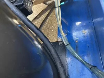 Industrial fuel filter installed on Nilfisk DTE 500HM hot pressure washer during contaminated fuel repair in Leicester.